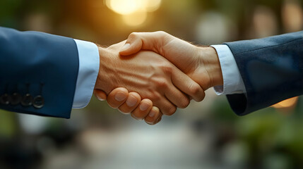 Close-up of a handshake between two business people.