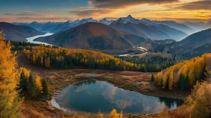 Panorama mountain autumn landscape
