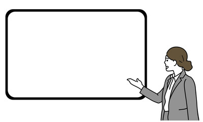 ホワイトボードで説明するビジネスウーマンのイラスト