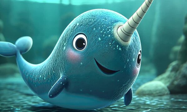 2D Cartoon Style N Represents Narwhal in ABC