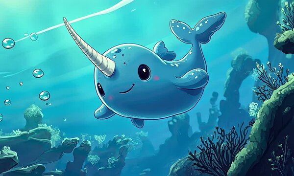 2D Cartoon Style N Represents Narwhal in ABC