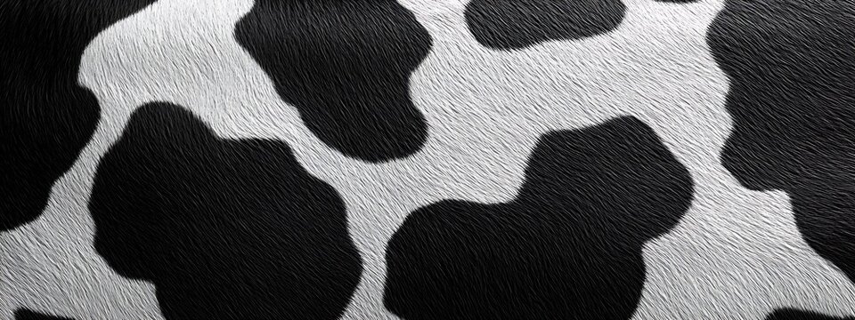  seamless pattern of cow skin  animal print texture  black and white patches background  wallpaper design 