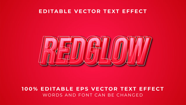 Red glow editable vector eps text effect