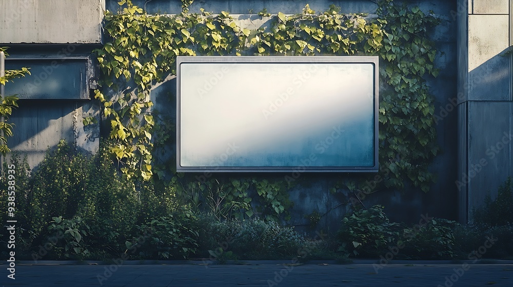 Poster billboard mockup on the wall of a building with an empty outdoor advertising screen : generative ai