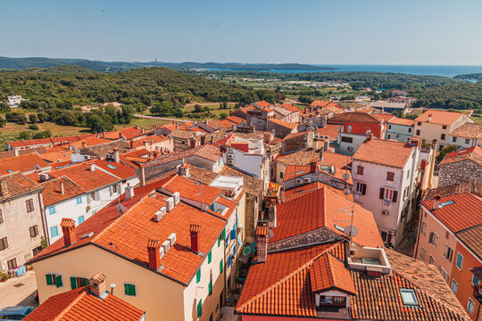 Aerial view of the port of Vrsar Orsera town Vrsar Croatia 08.07.24