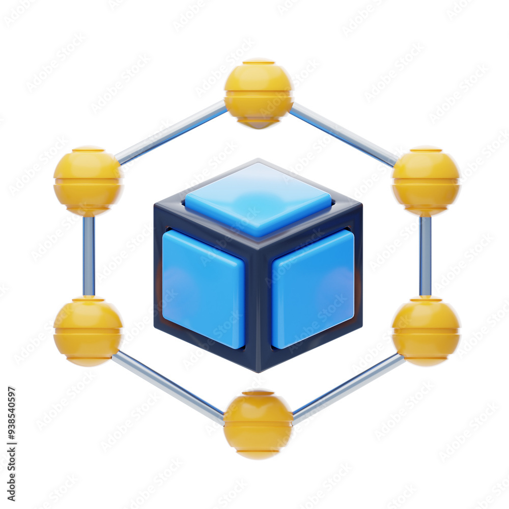 Poster 3d securing transactions with blockchain technology. 3d icon