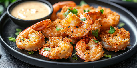 Fried shrimp with mayonnaise, generative AI