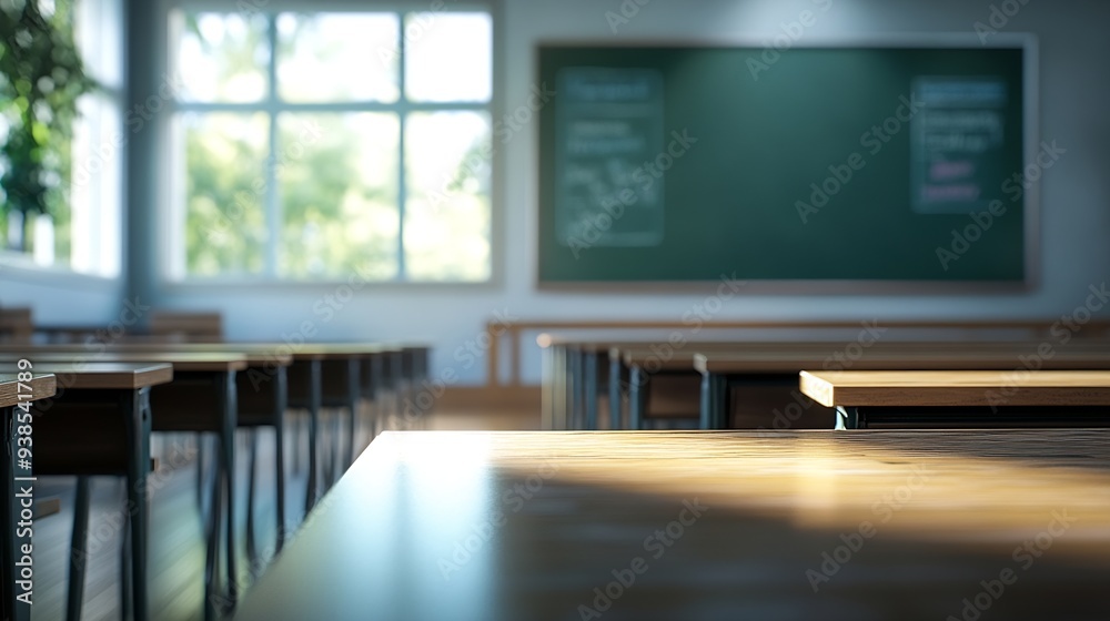 Poster Blurred background of half empty classroom : Generative AI