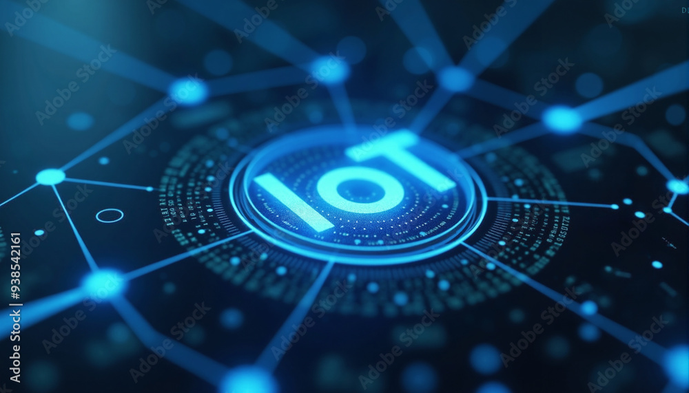 Poster iot network icon with connected devices: an iot network icon featuring connected devices, symbolizin