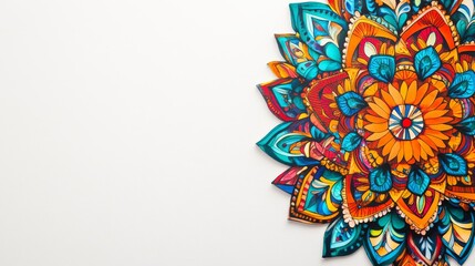 Intricate Mandala with Vibrant Colors on White Background