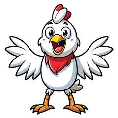Chicken spreading wings cartoon character