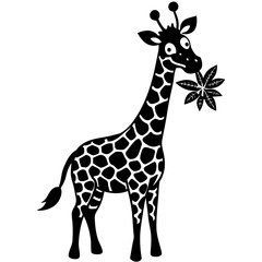 A Giraffe wearing a Santa hat and holding vector illustration 