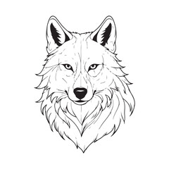 Wolf line art vector silhouette with white Background
