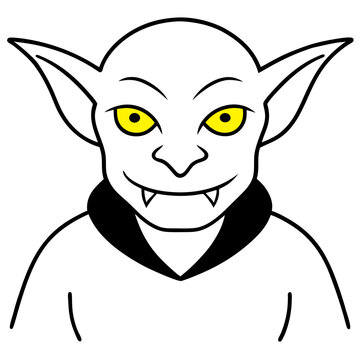 recommend clip art:  Un goblin ojos amarillos el fondo es simple vector illustration