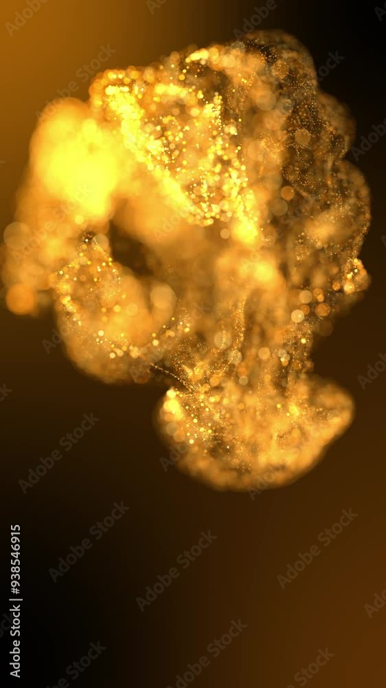 Wall mural luxurious golden particle flow in liquid, shining particle light video, elegant particle background.