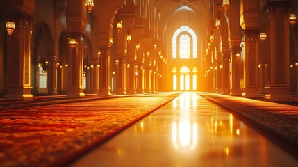 Fototapeta premium Holy beautiful muslim or arab mosque interior religion concept : Generative AI