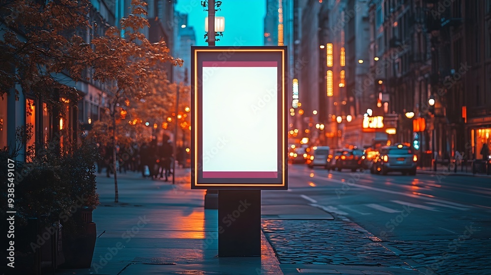 Poster blank mock up of vertical street poster billboard on city background electronic modern empty scorebo