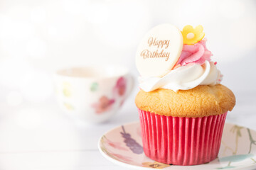 Vanilla Happy Birthday Cupcake
