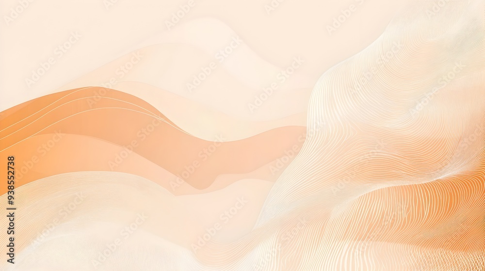 Poster soft peach toned minimalistic background with simple abstract line patterns an ideal design element 