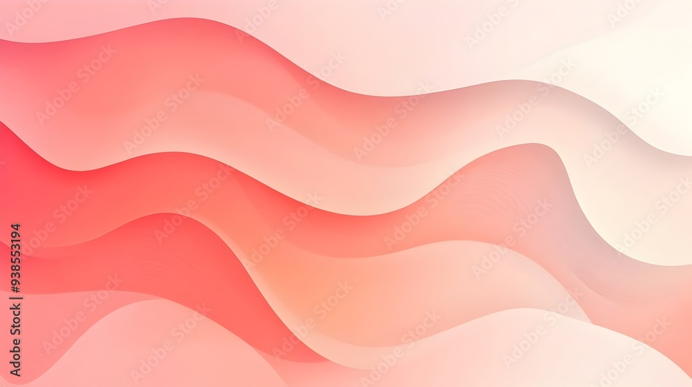 Poster minimal background featuring soft coral hues and simple flowing wave patterns creating a serene and 
