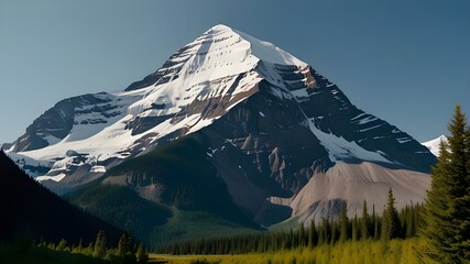 Fototapeta premium Mount Robson, Mount Robson Provincial Park, Canadian Rockies; British Columbia, Canada Generative AI