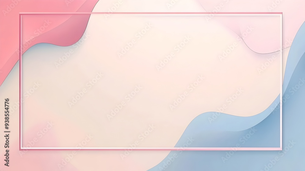 Poster minimalistic and elegant background design with a thin light pink frame and simple abstract geometri