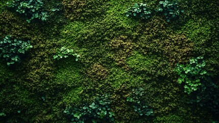 Green natural moss wall moss texture on the wall Ecofriendly interior design Vertical photo High quality photo : Generative AI