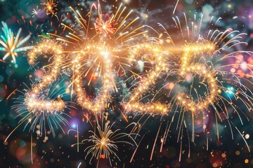 Fototapeta premium Vibrant New Year's Celebration with Sparkling 