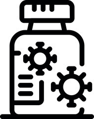 Obraz premium Line icon of a medicine bottle containing a virus, referring to the concept of vaccines