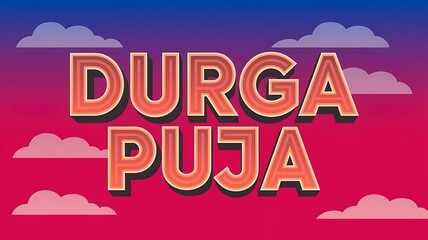 Durga Puja Poster, Indian Festival of. Durga Puja, Banner, Sale, Offer, text, Poster, 3d, typography, calligraphy, Happy Durga Puja,