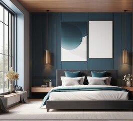 Modern bedroom interior with stylish furniture and decor