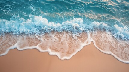 Obraz premium waves on the coastline of sandy beaches in summer paradise while on vacation, ai