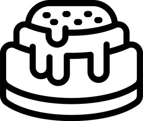 Minimalist line art illustration of a cake pop covered in dripping icing and sprinkles