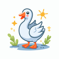Obraz premium Goose vector illustration of a bird on a farm