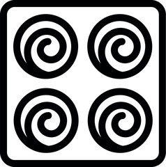 Line art vector icon of an electric stove top view with four burners