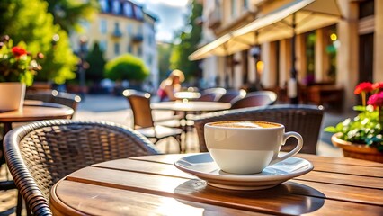 Coffee Break in a Sunny Outdoor Cafe.