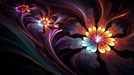 Abstract Fractal Patterns with Dynamic Flowing Shapes
