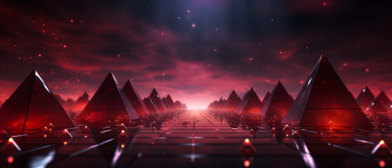 immersive vibrant maroon pyramid background