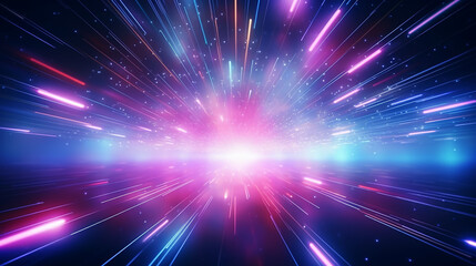 Fototapeta premium Abstract Space Background with Neon Lights