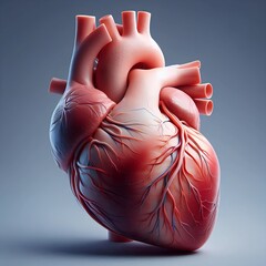 human heart anatomy in blue