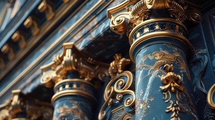 Fototapeta premium Baroque architecture with ornate details, Vintage, Elegant, Illustration, Highlighting historical opulence