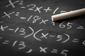 Algebra mathematic formula written on chalkboard
