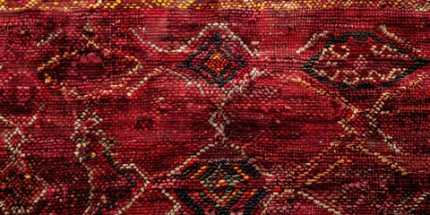 Vintage Appearance of a Crimson Textured Rug