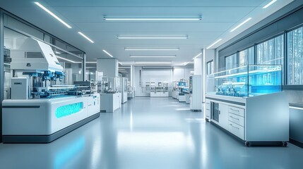 Modern Laboratory Interior with Scientific Equipment and Machinery