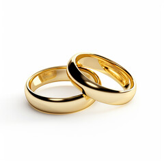 Elegant Gold Wedding Rings on White Background