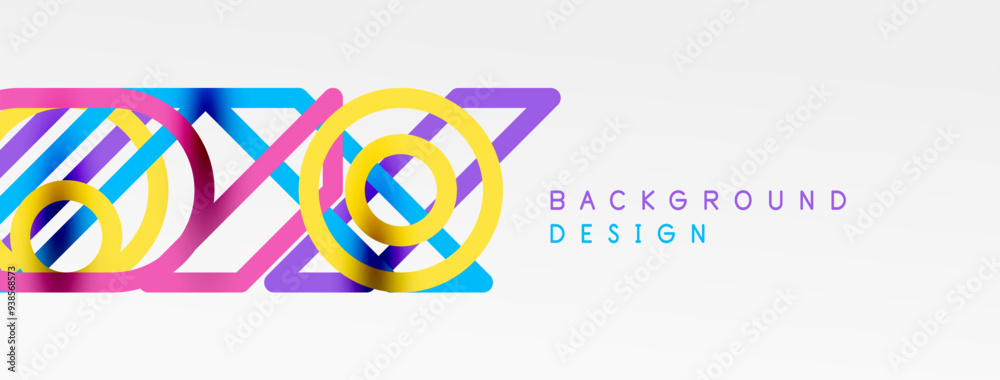 Poster abstract background - colorful circle lines technology or business digital template