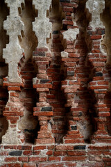 Ancient Bricks wall for background. Wat Chaiwatthanaram Temple Ayutthaya, Thailand : August 19, 2024