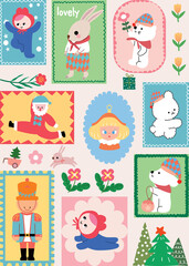 set of christmas icons, Bunny card, santa claus set, santa of a party, set of christmas icons, christmas seamless, Set of Christmas element , cute stickers, Tattoo, 2025, happy new year, cute pattern