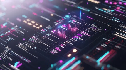 Obraz premium Futuristic Digital Interface with Data and Charts