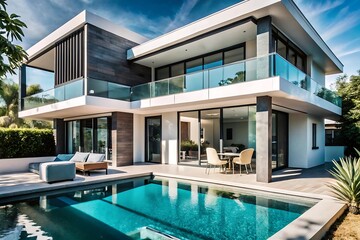 Fototapeta premium Modern House with Swimming Pool.